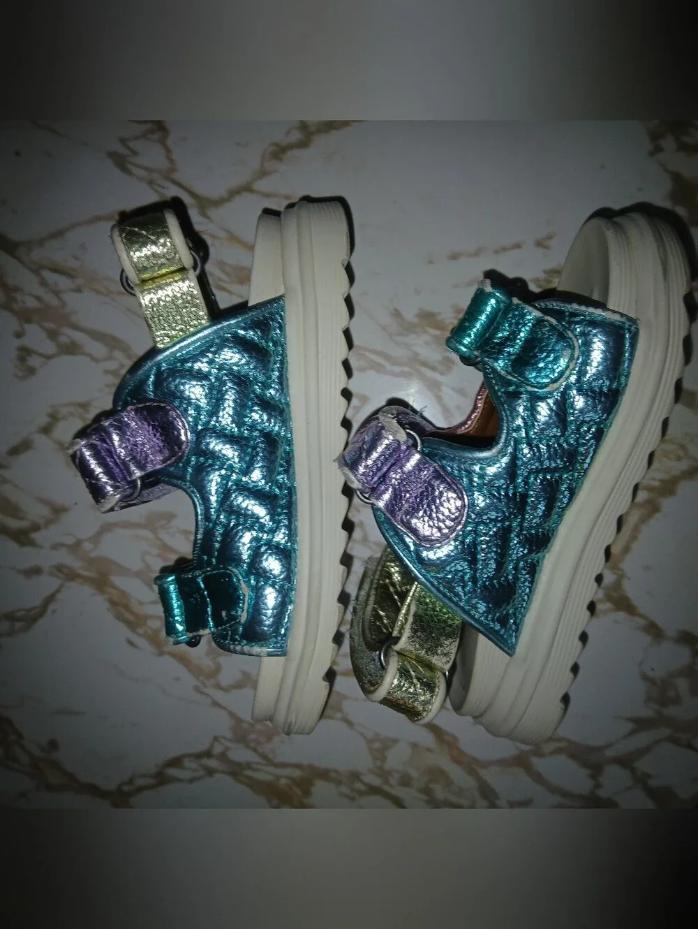 Used Kurt Geiger Mini Orson Quilted Kids Sandals.